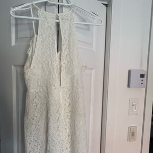 White Lace Mini Dress with Spaghetti Straps